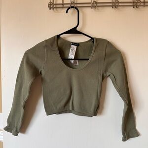 Zara Green Fitted Crop Longsleeve XS/S